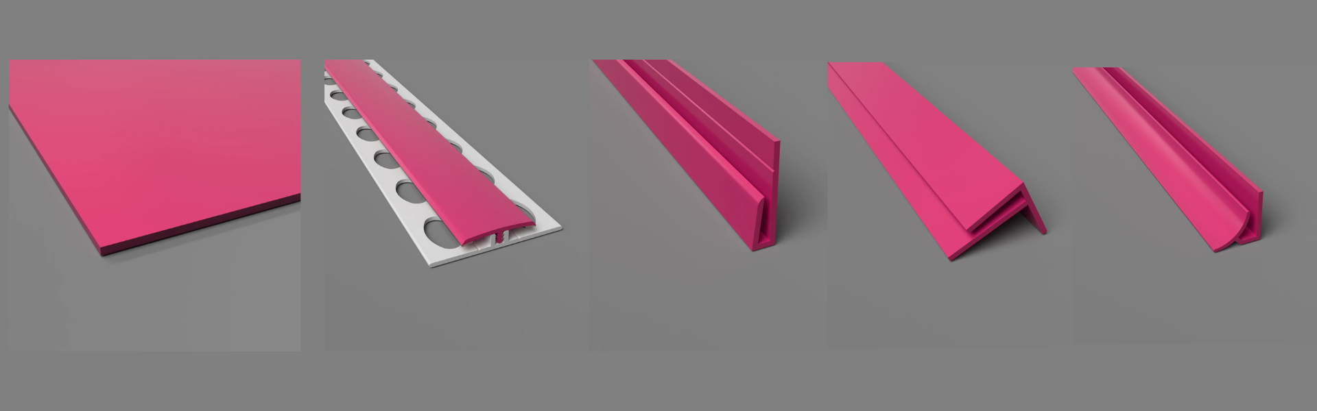 Collection revetement pvc rose et accessoires