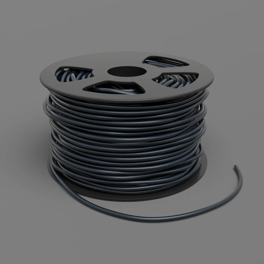Tige de soudure noire en bobine de 50 m, idéale pour des travaux de soudure professionnels et de haute qualité.