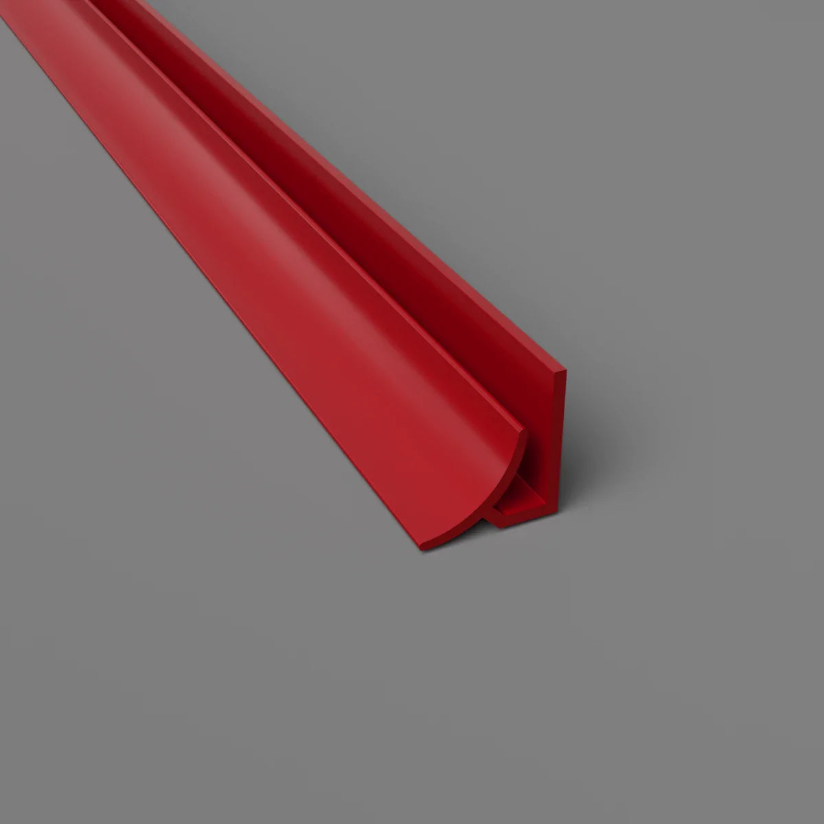 Profilé d'angle interne rouge pour feuilles de revêtement mural en PVC hygiénique de 2,5 mm, longueur 3050mm, finition satinée.