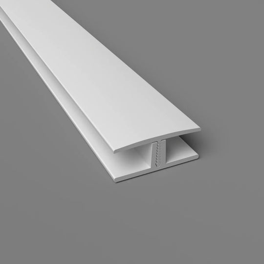 Profilé H PVC 2 parties pour panneaux muraux 10mm – Blanc – 3050mm
