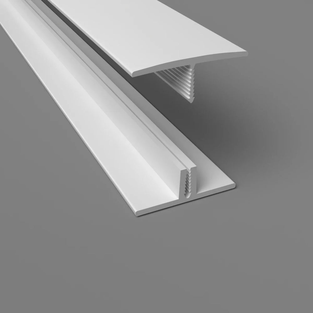 Profil H PVC 2 parties pour panneaux muraux 10mm – Blanc – 3050mm