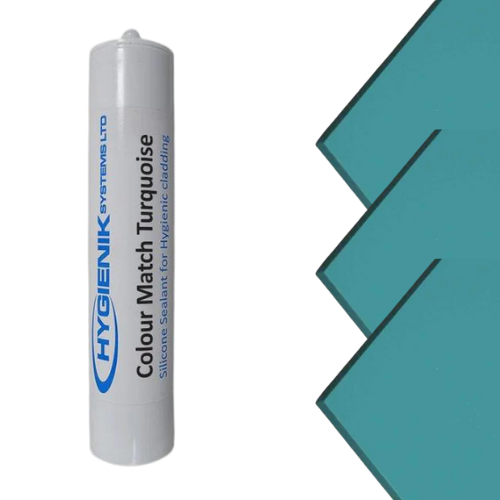 Silicone disponible en turquoise, tube de 310 ml, idéal pour des joints personnalisés et durables.