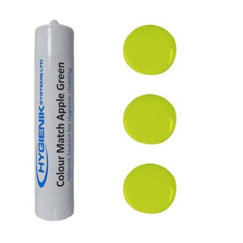 Silicone disponible vert pomme, tube de 310 ml, idéal pour des joints personnalisés et durables.