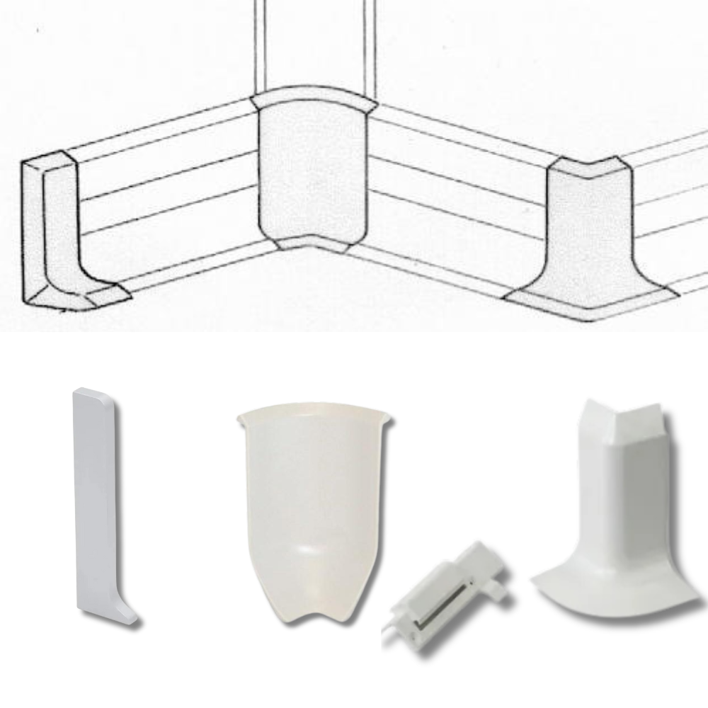 Embouts pour plinthe PVC à fixation cachée – 100 mm