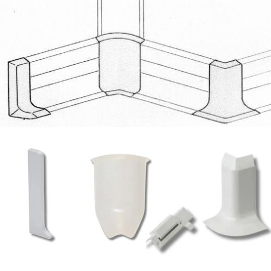 Embouts pour plinthe PVC à fixation cachée – 100 mm