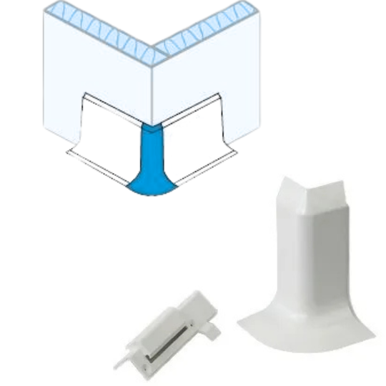 Verborgen bevestigingskappen voor PVC-plinten – 100 mm