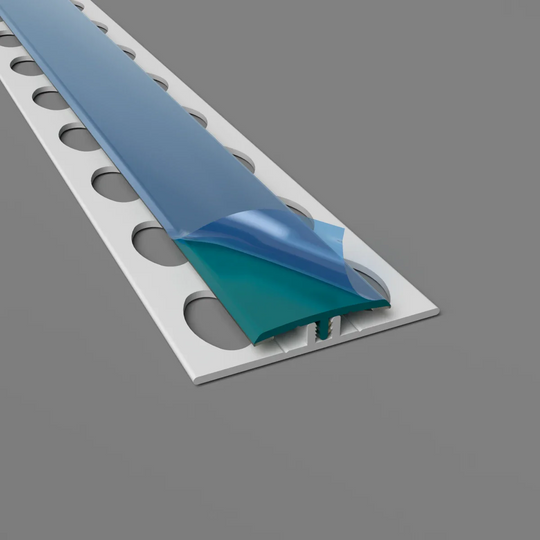 Profil H en PVC bleu canard, parfait pour séparer vos surfaces avec une touche sophistiquée et colorée.
