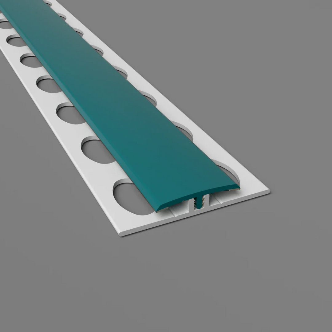 Profil de séparation H en PVC bleu canard, idéal pour des raccords élégants et originaux.