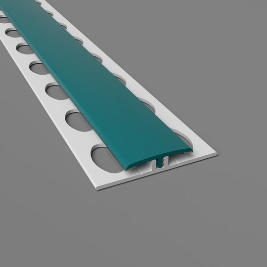Profil de séparation H en PVC bleu canard, idéal pour des raccords élégants et originaux.